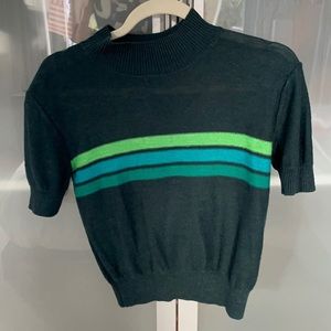 Free people green cropped short sleeve sweater